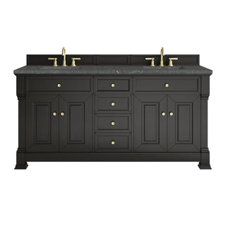 72 Inch Brookfield Freestanding Vanity in Black Onyx / Parisien Bleu Top