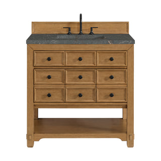 36 Inch Malibu Freestanding Vanity in Amber Birch / Parisien Bleu Top