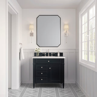 36 Inch Brittany Freestanding Vanity in Black Onyx / White Zeus Top