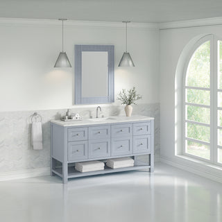60 Inch Breckenridge Freestanding Vanity in Serenity Blue / Ethereal Noctis Top