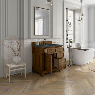 36 Inch Brookfield Freestanding Vanity in Honey Oak / Charcoal Soapstone Top