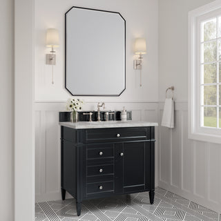 36 Inch Brittany Freestanding Vanity in Black Onyx / Victorian Silver Top
