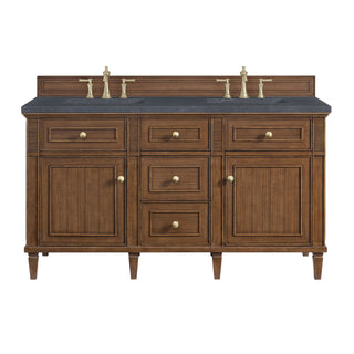 60 Inch Lorelai Freestanding Vanity in Mid-Century Walnut / Charcoal Soapstone Top