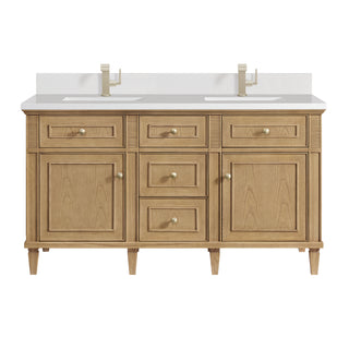 60 Inch Lorelai Freestanding Vanity in Light Natural Oak / White Zeus Top