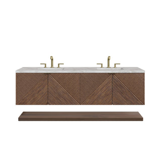 72 Inch Marcello Floating Vanity in Chestnut / Victorian Silver Top