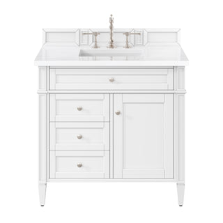 36 Inch Brittany Freestanding Vanity in Bright White / White Zeus Top