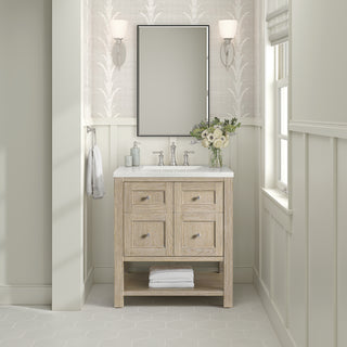30 Inch Breckenridge Freestanding Vanity in Whitewashed Oak / White Zeus Top