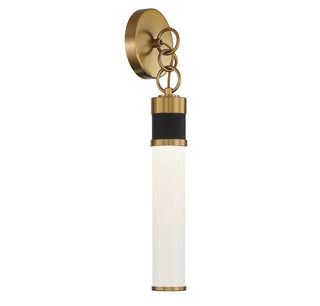 Abel LED Wall Sconce in Matte Black with Warm Brass Accents