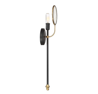 Oberyn 1-Light Wall Sconce in Vintage Black with Warm Brass