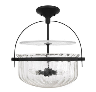 Denmar 4-Light Convertible Semi-Flush or Pendant in Matte Black