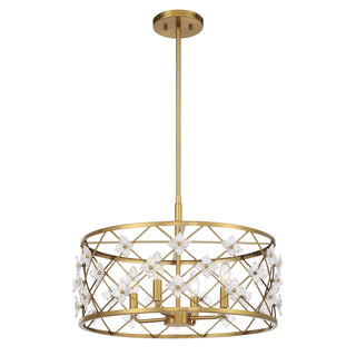 Bailey 4-Light Convertible Semi-Flush or Pendant in Warm Brass