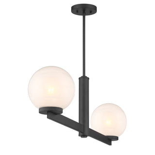 2-Light Linear Chandelier in Matte Black