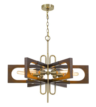 60W X 6 Sneek Metal/Wood Chandelier (Edison Bulbs Are Not Included)