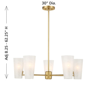 5-Light Chandelier in Natural Brass