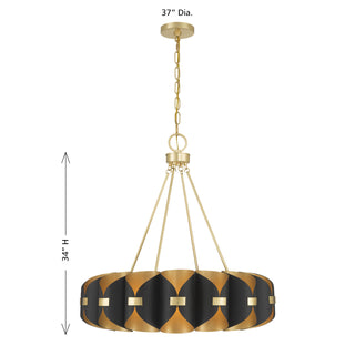 Pelham 16-Light Chandelier in Black Cashmere and True Gold