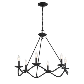 6-Light Chandelier in Matte Black