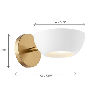 1-Light Wall Sconce in White and Natural Brass