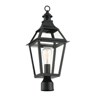 Jackson 1-Light Outdoor Post Lantern in Matte Black with Gold Highlights