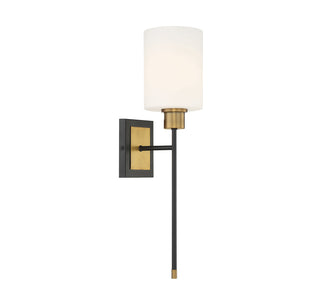 Alvara 1-Light Wall Sconce in Matte Black with Warm Brass Accents