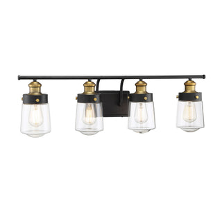 Macauley 4-Light Bathroom Vanity Light in Vintage Black with Warm Brass