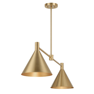 Pharos 2-Light Linear Chandelier in Noble Brass by Breegan Jane