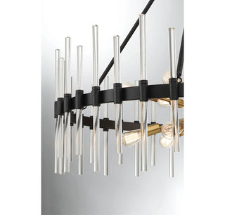 Santiago 12-Light Chandelier in Matte Black with Warm Brass Accents