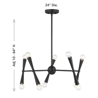 10-Light Chandelier in Matte Black