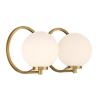 Alhambra 2-Light Bathroom Vanity Light in Matte Black with Warm Brass