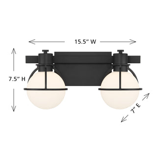 Pierce 2-Light Bathroom Vanity Light in Matte Black