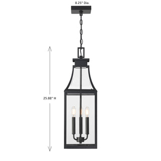Emery 3-Light Outdoor Hanging Lantern in Matte Black