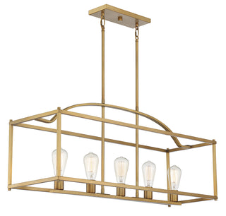 Palladian 5-Light Linear Chandelier in Warm Brass