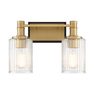 Concord 2-Light Bathroom Vanity Light in Matte Black with Warm Brass