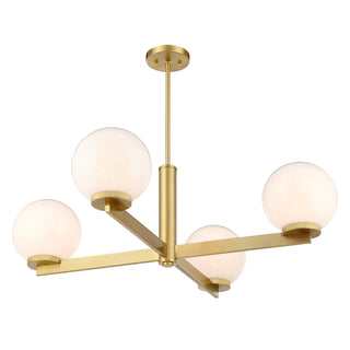 4-Light Chandelier in Natural Brass