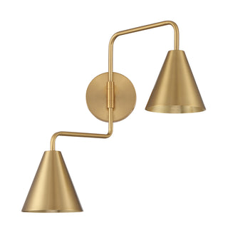 2-Light Adjustable Wall Sconce in Natural Brass