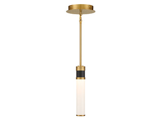 Abel LED Mini-Pendant in Matte Black with Warm Brass Accents