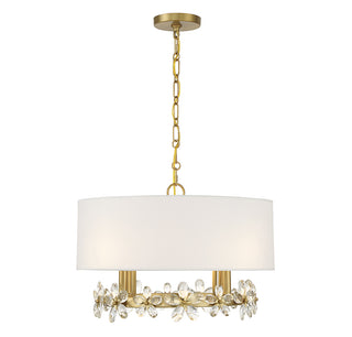 Dahlia 4-Light Pendant in Warm Brass