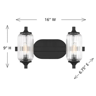 Holton 2-Light Bathroom Vanity Light in Matte Black