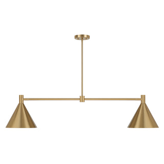 Pharos 2-Light Linear Chandelier in Noble Brass by Breegan Jane