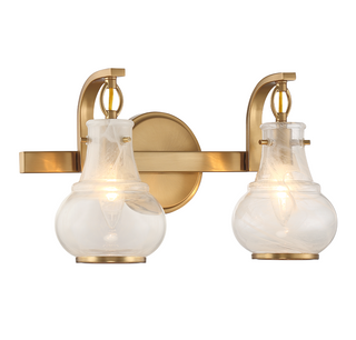 Adams 2-Light Bathroom Vanity Light in Warm Brass