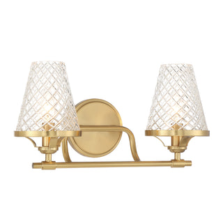 Candler 2-Light Bathroom Vanity Light in Warm Brass