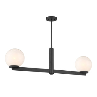 2-Light Linear Chandelier in Matte Black