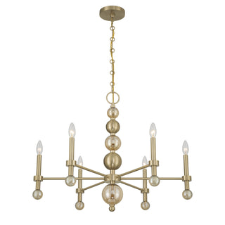 Crescent 6-Light Chandelier in Noble Brass