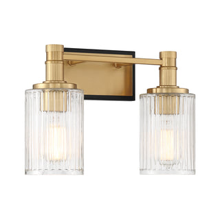Concord 2-Light Bathroom Vanity Light in Matte Black with Warm Brass