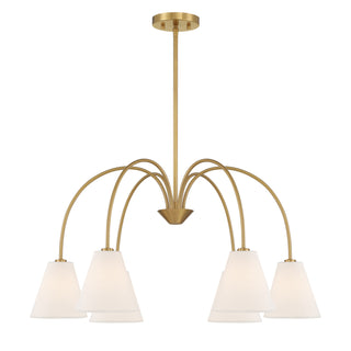 6-Light Chandelier in Natural Brass