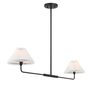 2-Light Linear Chandelier in Matte Black