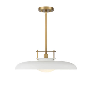Gavin 1-Light Pendant in White with Warm Brass Accents
