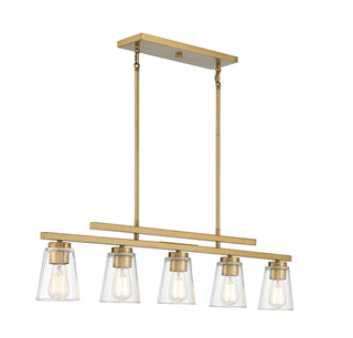 Calhoun 5-Light Linear Chandelier in Warm Brass