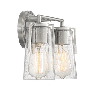Sacremento 2-Light Bathroom Vanity Light in Satin Nickel