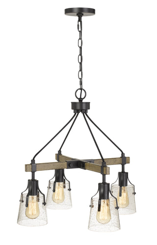 60W X 4 Aosta Metal Chandelier With Bubbled Glass Shades (Edison Bulbs Are Not Included)