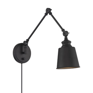 1-Light Adjustable Wall Sconce in Matte Black (Set of 2)